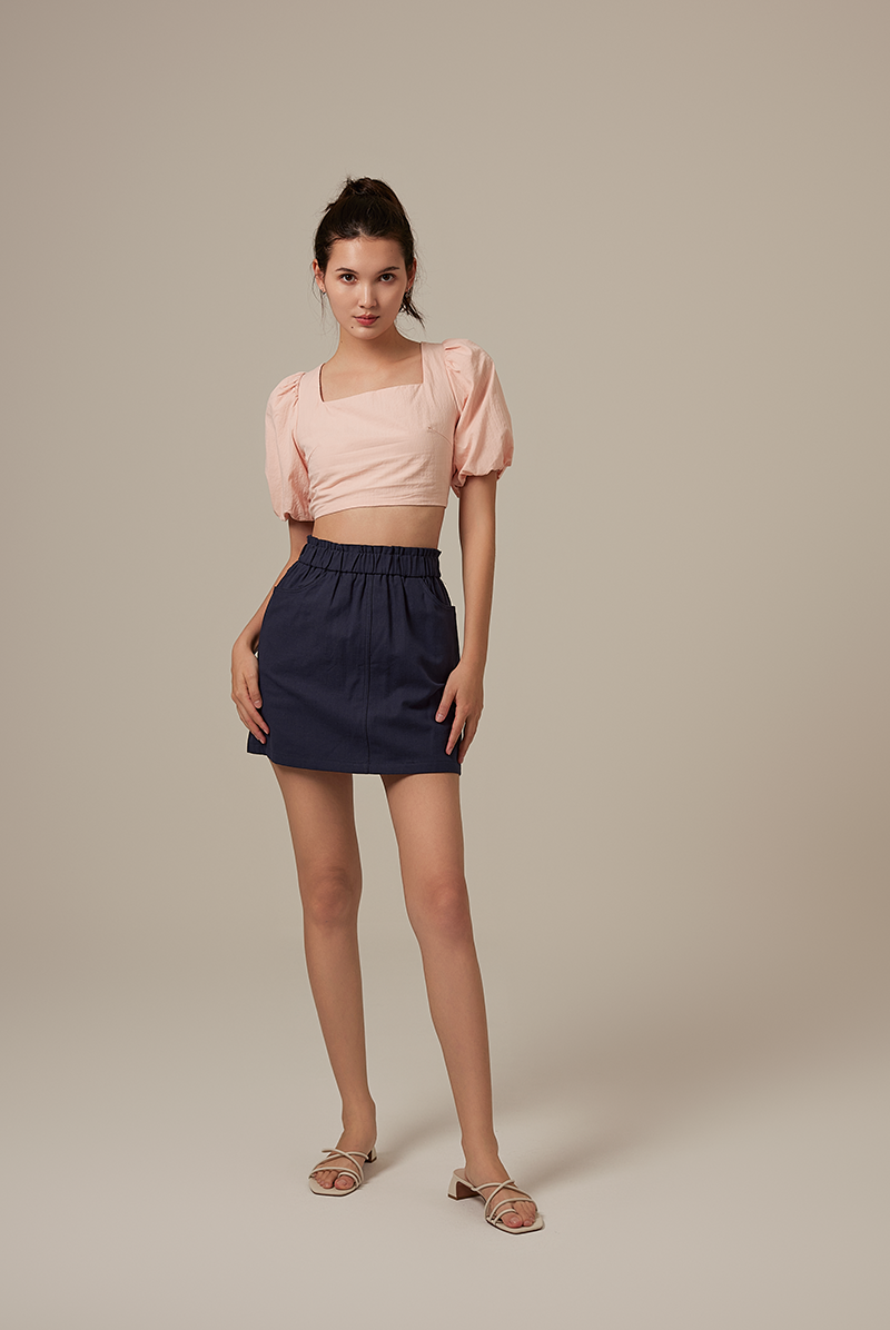 Jailyn Puff Sleeve Crop Top in Powder