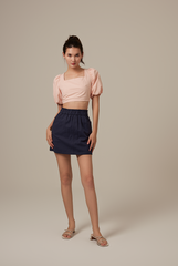 Jailyn Puff Sleeve Crop Top in Powder
