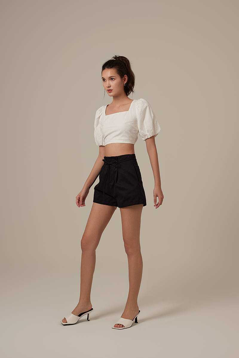 Jailyn Puff Sleeve Crop Top in White