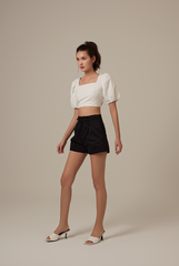 Jailyn Puff Sleeve Crop Top in White