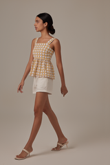Idona Checkered Babydoll Blouse in Yellow