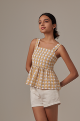 Idona Checkered Babydoll Blouse in Yellow