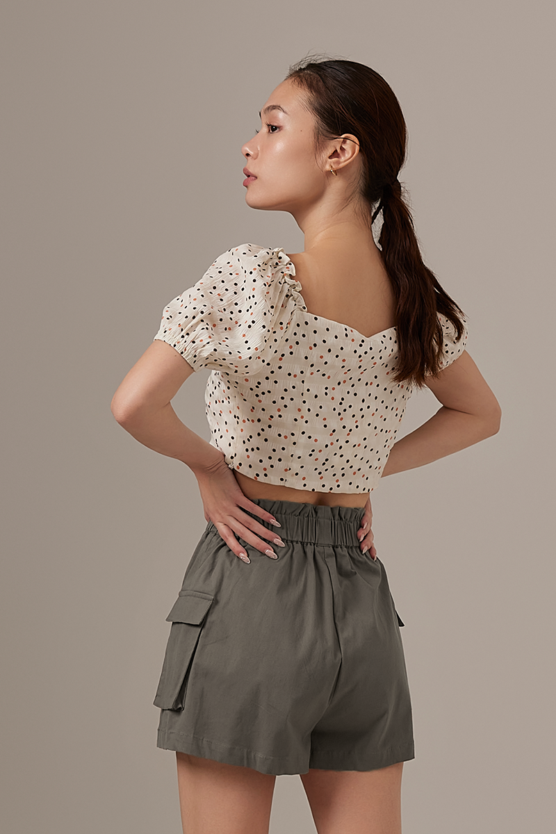 Vada Polka Dot Crop Top in White