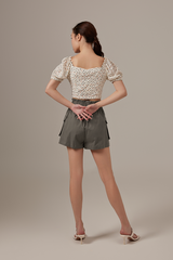 Vada Polka Dot Crop Top in White