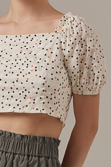 Vada Polka Dot Crop Top in White