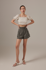 Vada Polka Dot Crop Top in White