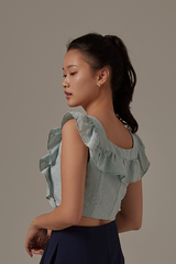 Jen Ruffled Top in Mint