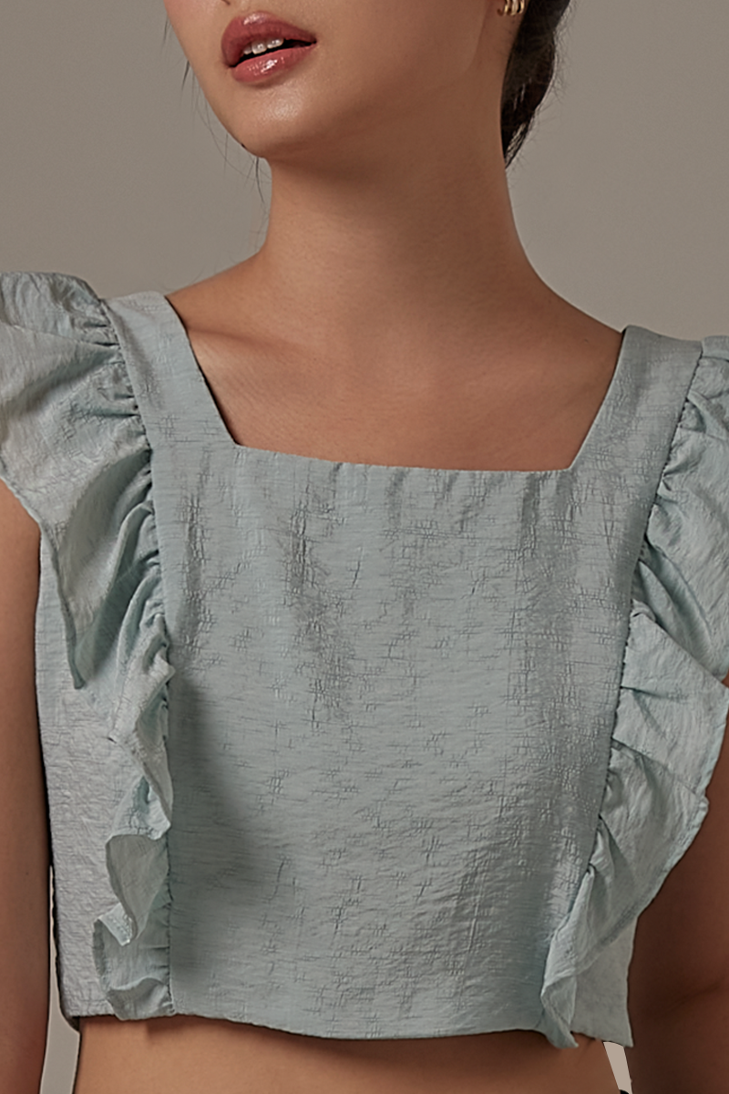 Jen Ruffled Top in Mint