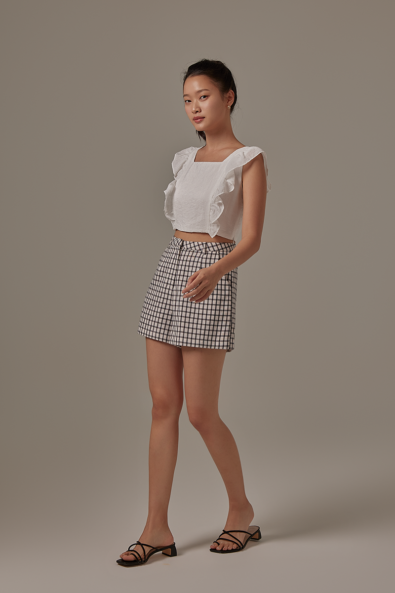 Jen Ruffled Top in White