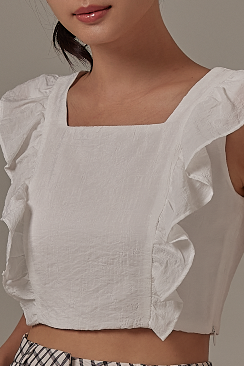 Jen Ruffled Top in White