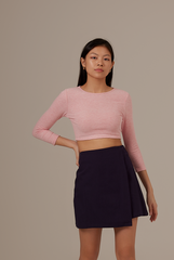 Silvia Long Sleeve Crop Top in Pink