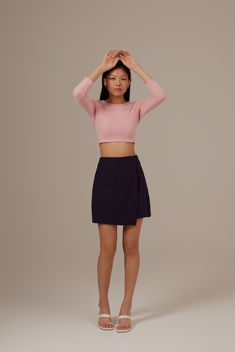 Silvia Long Sleeve Crop Top in Pink