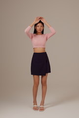Silvia Long Sleeve Crop Top in Pink