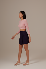 Silvia Long Sleeve Crop Top in Pink
