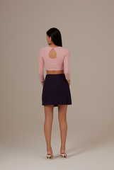 Silvia Long Sleeve Crop Top in Pink