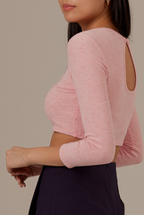 Silvia Long Sleeve Crop Top in Pink