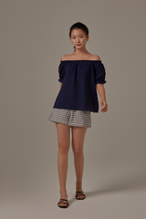 Lesia Off-Shoulder Blouse in Navy Blue