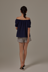 Lesia Off-Shoulder Blouse in Navy Blue