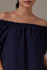 Lesia Off-Shoulder Blouse in Navy Blue