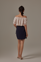 Lesia Off-Shoulder Blouse in Powder