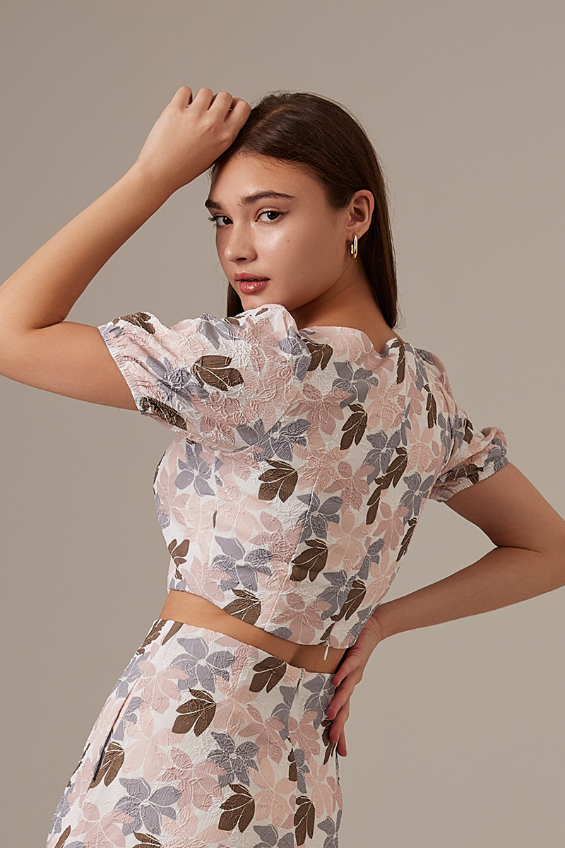 Celine Printed Top in Blush