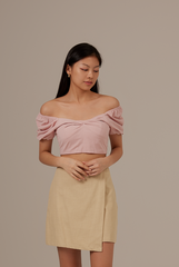Geneva Front Twist Crop Top in Blush