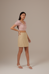 Geneva Front Twist Crop Top in Blush