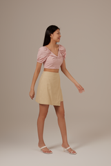 Geneva Front Twist Crop Top in Blush