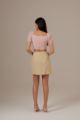 Geneva Front Twist Crop Top in Blush