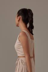 Wina Smocked Back Top in Beige