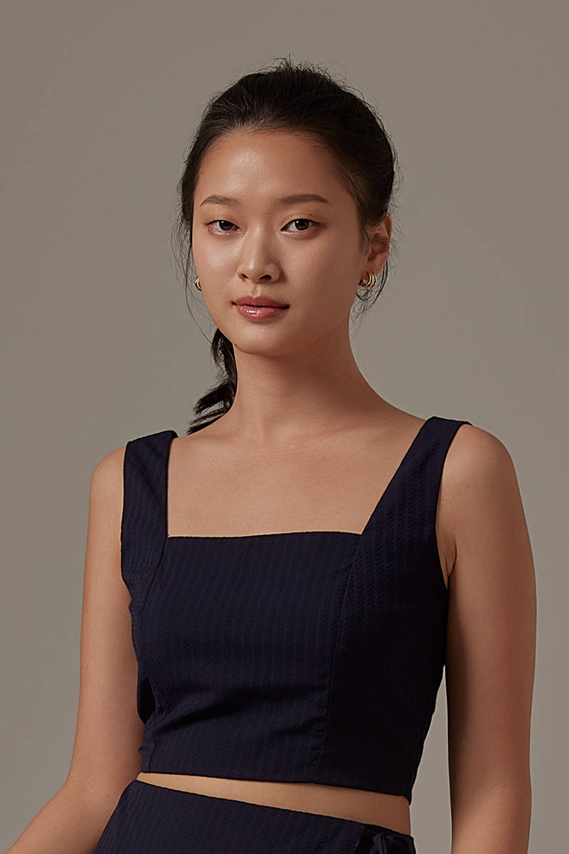 Wina Smocked Back Top in Midnight