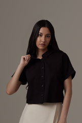 Alasna Button-Up Shirt in Black