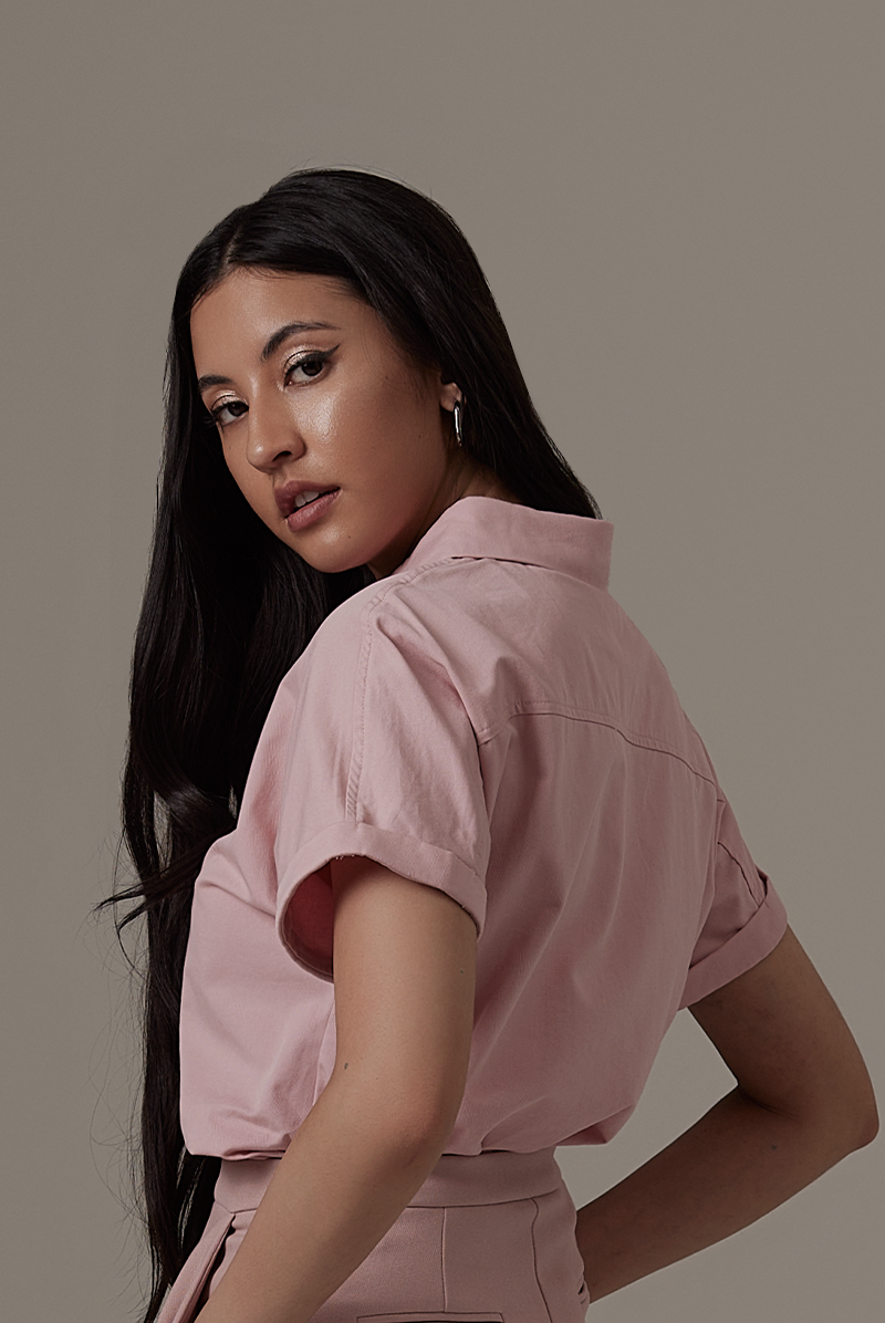 Alasna Button-Up Shirt in Dusty Pink