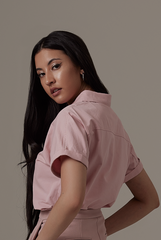 Alasna Button-Up Shirt in Dusty Pink