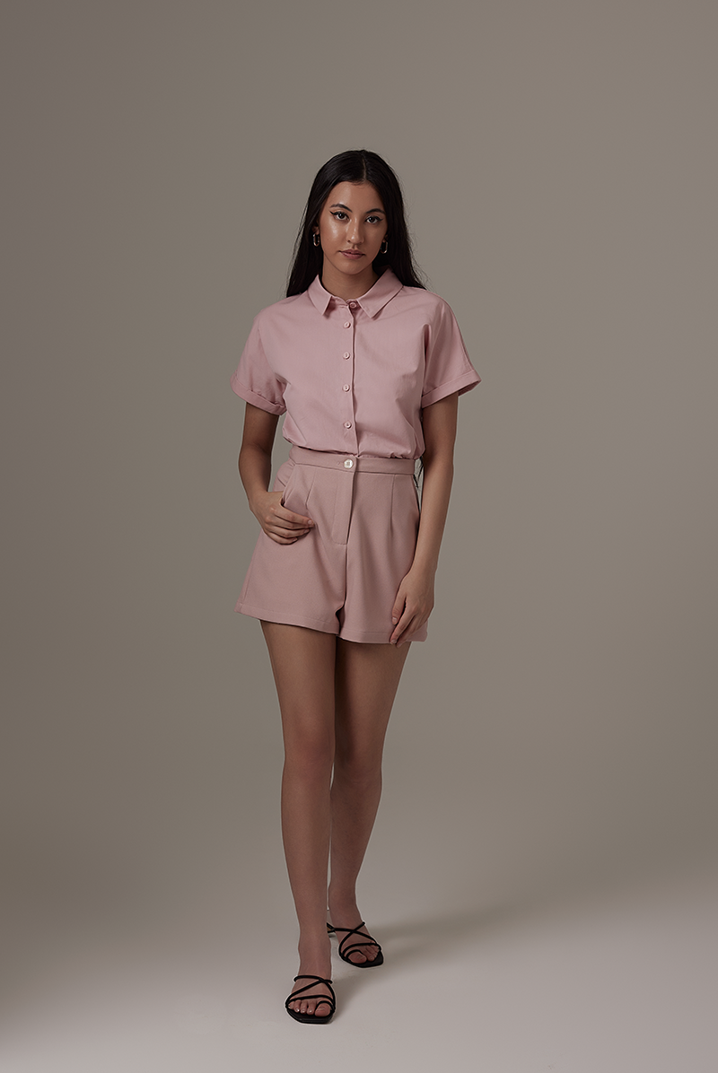 Alasna Button-Up Shirt in Dusty Pink