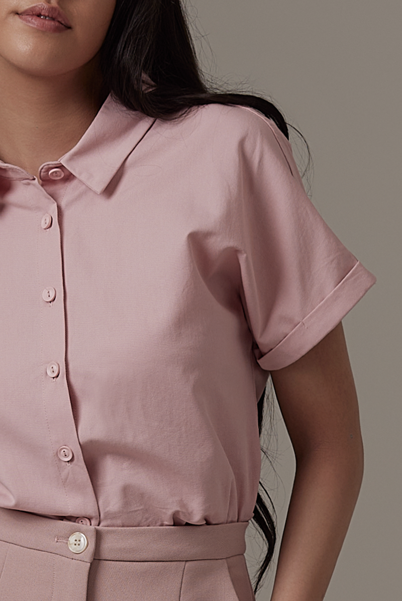 Alasna Button-Up Shirt in Dusty Pink