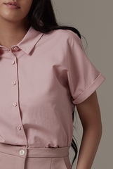 Alasna Button-Up Shirt in Dusty Pink