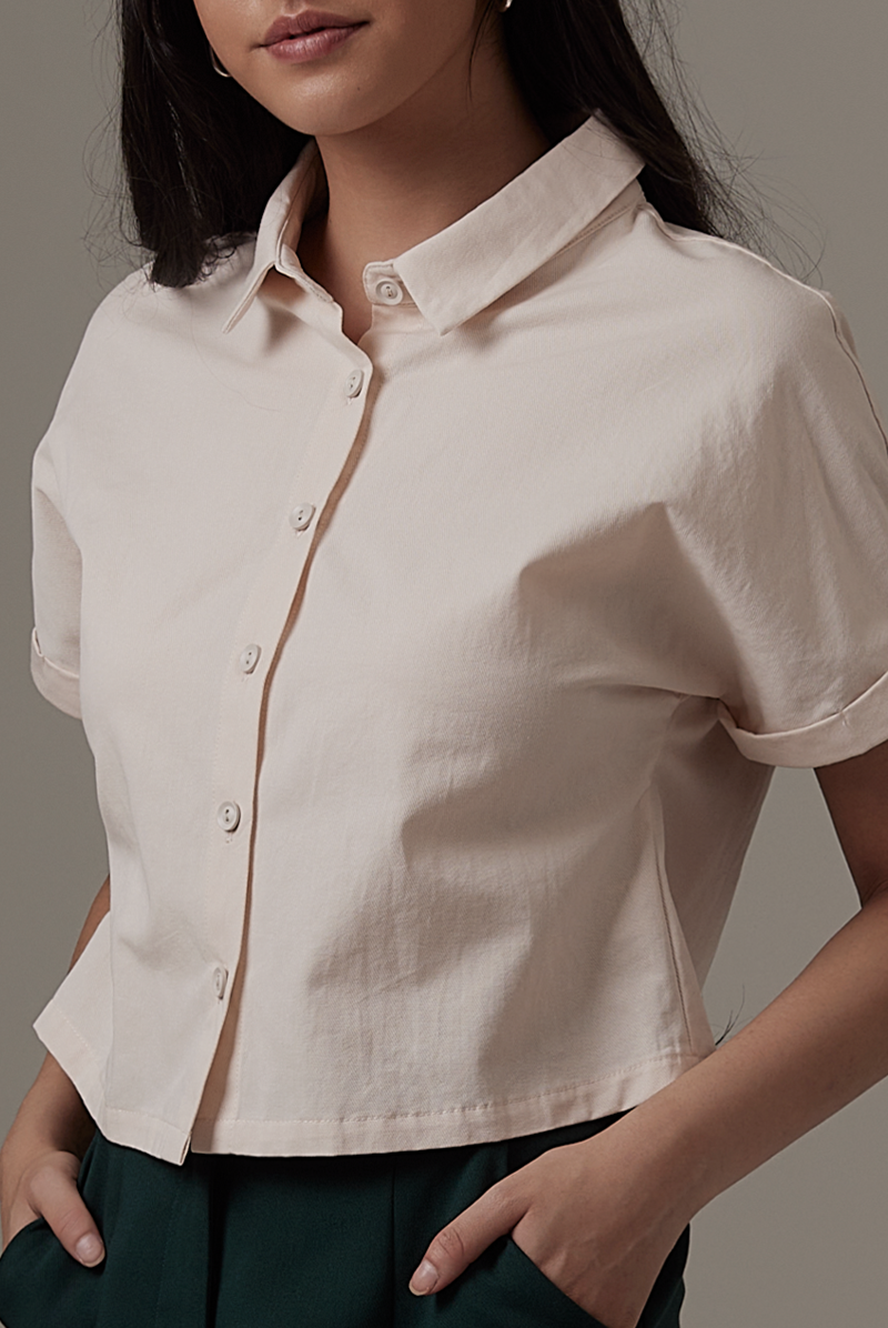 Alasna Button-Up Shirt in Rice