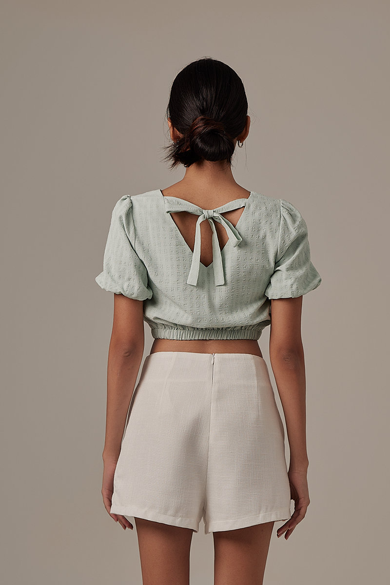 Leia Elasticated Crop Top in Mint