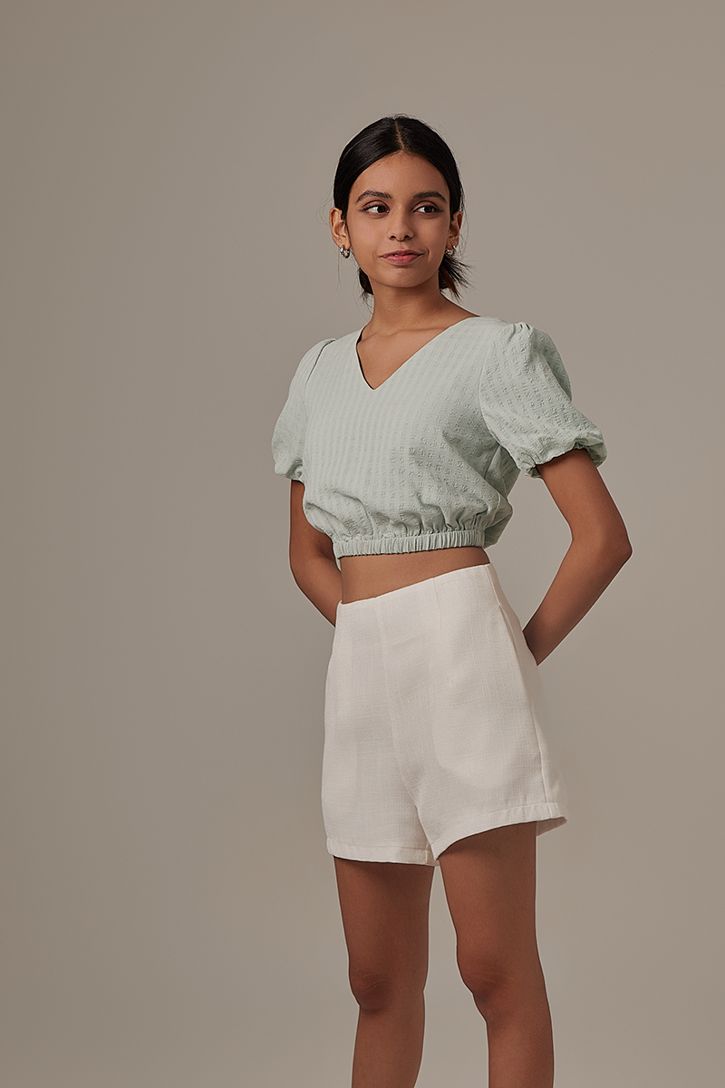 Leia Elasticated Crop Top in Mint