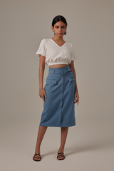 Leia Elasticated Crop Top in White