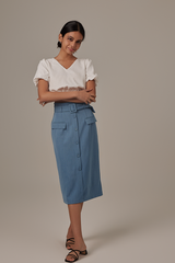 Leia Elasticated Crop Top in White