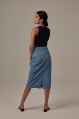 Adeline Halter Neck Top in Navy Blue