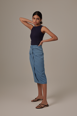 Adeline Halter Neck Top in Navy Blue