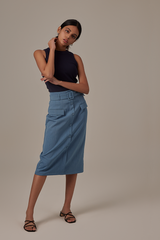 Adeline Halter Neck Top in Navy Blue