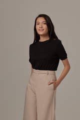 Liane Cable Knit Top in Black