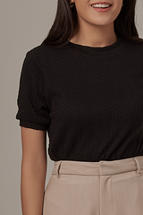 Liane Cable Knit Top in Black