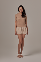 Liane Cable Knit Top in Khaki
