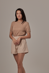 Liane Cable Knit Top in Khaki