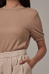 Liane Cable Knit Top in Khaki